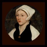 Portrait of a Young Woman of The Fortesque Family of Devon Paintings - Portrait of a Young Woman with a White Coif - 1541 by Hans Holbein the Younger