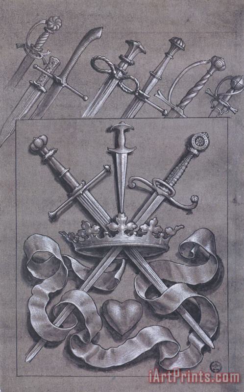Swords Crown And Heart Design painting - Hans Holbein the Younger Swords Crown And Heart Design Art Print
