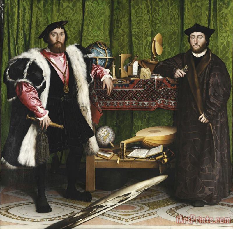 The Ambassadors painting - Hans Holbein the Younger The Ambassadors Art Print