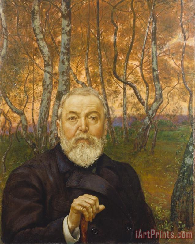 Hans Thoma Self Portrait in a Birch Grove Art Painting
