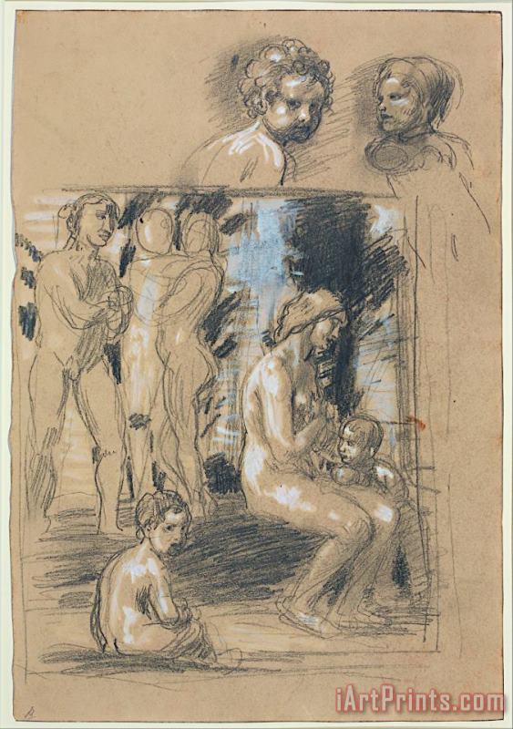 Hans von Marees Study for The Composition of in Praise of Modesty Art Print