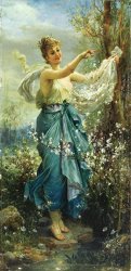 Hans Zatzka Girl with Flowers