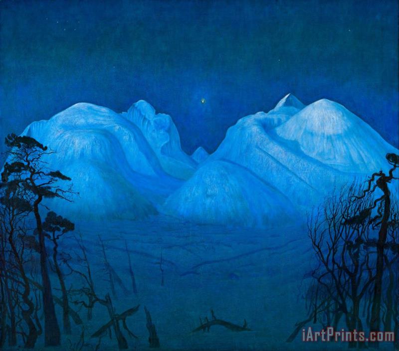Harald Sohlberg Winter Night in The Mountains Art Painting