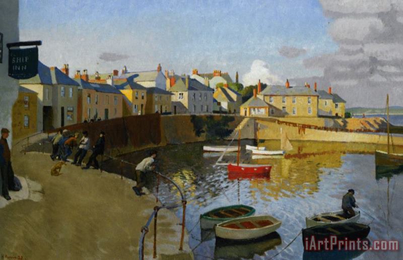 A View of Mousehole painting - Harold Harvey A View of Mousehole Art Print