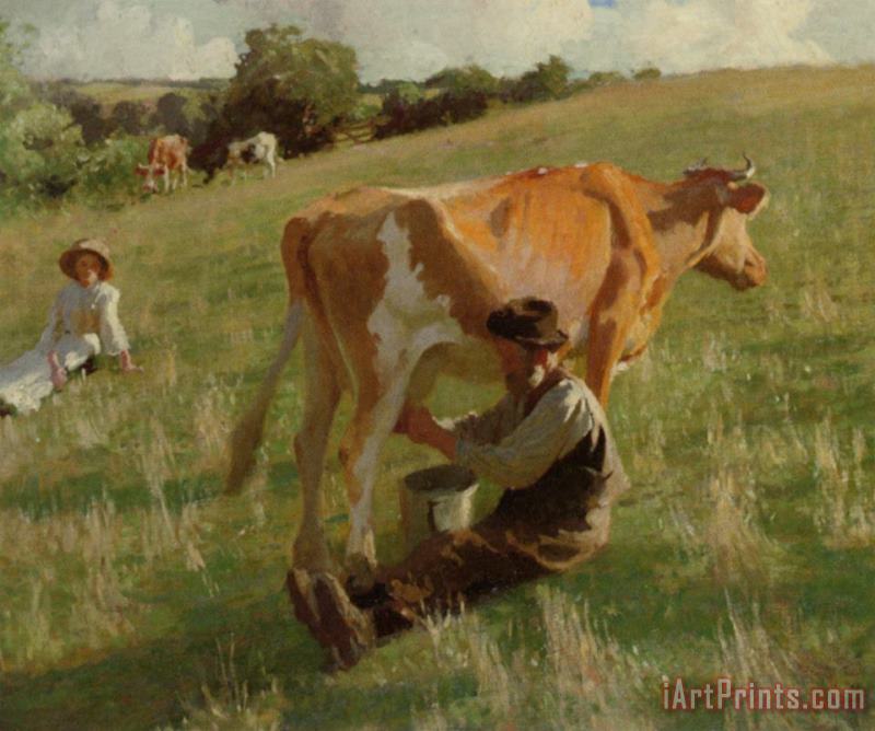 Harold Harvey Summer Milking Art Print