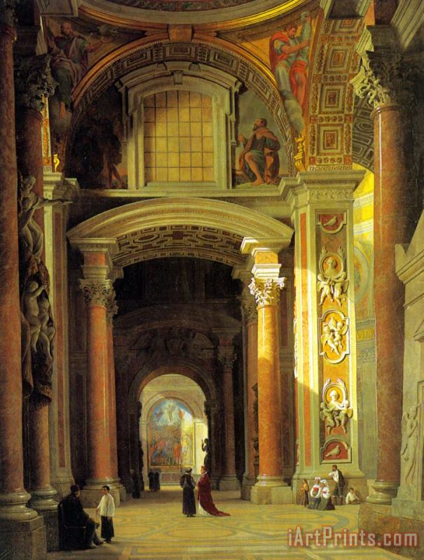 Interior of St. Peters, Rome painting - Heinrich Hansen Interior of St. Peters, Rome Art Print