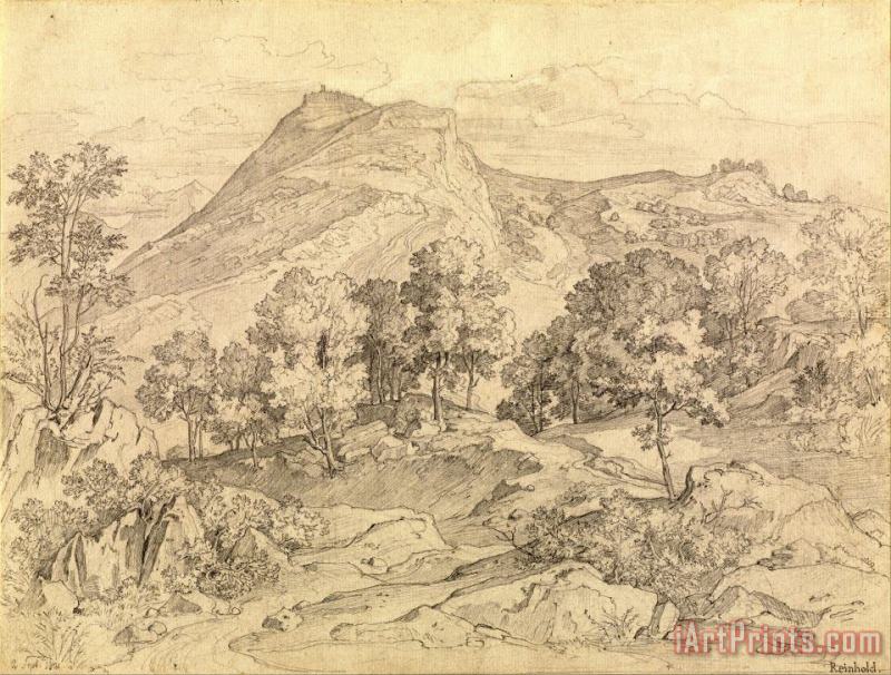 Heinrich Reinhold A View of Civitella From The Serpentara Next to Olevano Art Painting