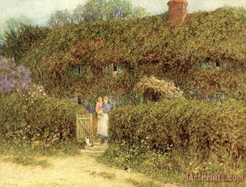 Helen Allingham A Cottage at Freshwater Isle of Wight Art Print