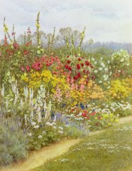 Helen Allingham A Herbaceous Border painting Helen Allingham A Herbaceous Border painting