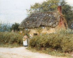 Helen Allingham A Thatched Cottage near Peaslake Surrey painting Helen Allingham A Thatched Cottage near Peaslake Surrey painting