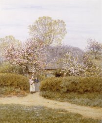 Helen Allingham At School Green Isle Of Wight painting