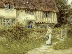 Helen Allingham Beside the Old Church Gate Farm Smarden Kent painting