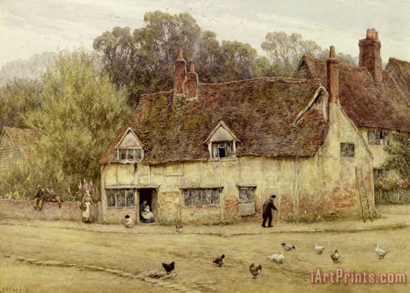 Helen Allingham By the Old Cottage Art Print