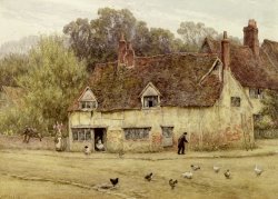 Helen Allingham By the Old Cottage painting