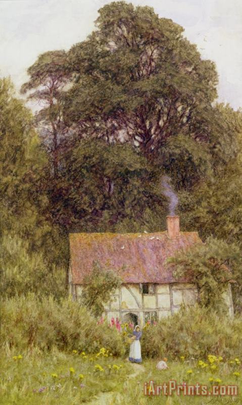 Cottage near Brook painting - Helen Allingham Cottage near Brook Art Print
