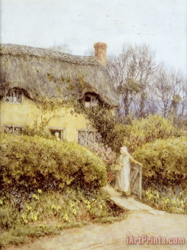 Helen Allingham Cottage near Freshwater Art Painting