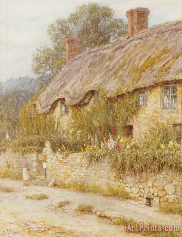 Helen Allingham Cottage near Wells Somerset Art Print