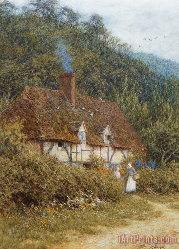 Helen Allingham Cottage near Witley Surrey Art Print