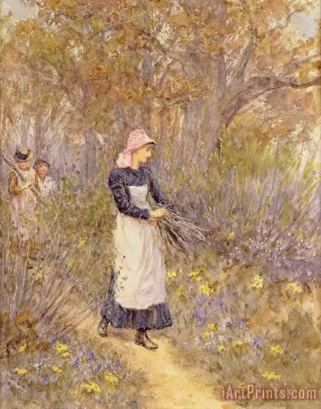 Gathering Wood for Mother painting - Helen Allingham Gathering Wood for Mother Art Print
