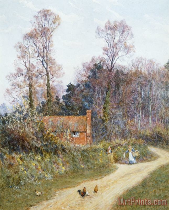 In a Witley Lane painting - Helen Allingham In a Witley Lane Art Print