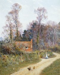 Helen Allingham In a Witley Lane painting
