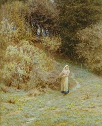 Helen Allingham In the Primrose Wood painting