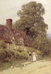 Helen Allingham Old Post Office Brook near Witley Surrey painting Helen Allingham Old Post Office Brook near Witley Surrey painting