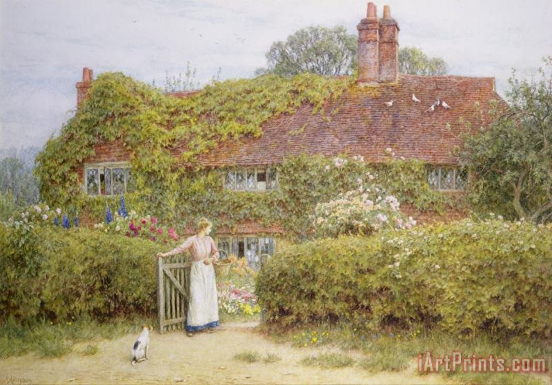 Surrey Cottage painting - Helen Allingham Surrey Cottage Art Print