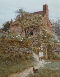 Helen Allingham The Black Kitten painting