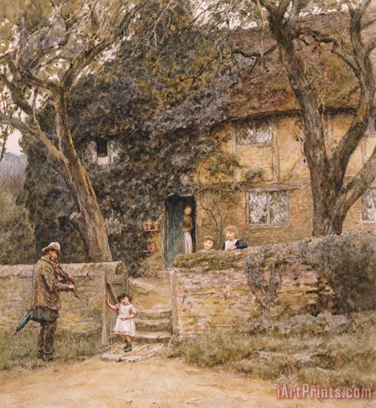 The Fiddler painting - Helen Allingham The Fiddler Art Print