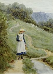 Helen Allingham The Goose-Girl painting