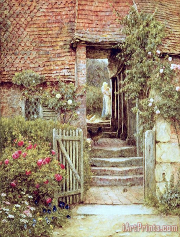 Under the Old Malthouse Hambledon Surrey painting - Helen Allingham Under the Old Malthouse Hambledon Surrey Art Print