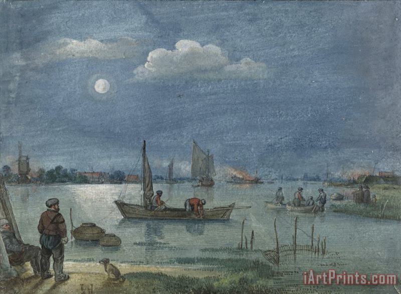Hendrick Avercamp Fishermen by Moonlight Art Print