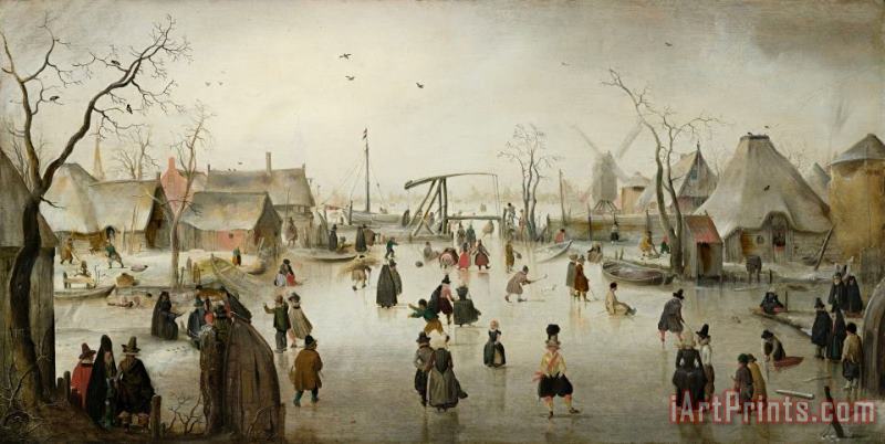 Hendrick Avercamp Ice Skating in a Village Art Painting