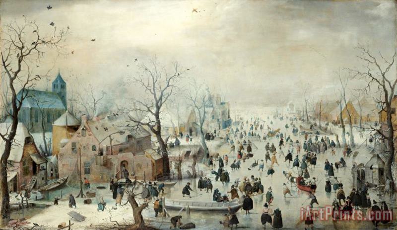 Hendrick Avercamp Winter Landscape with Skaters Art Painting