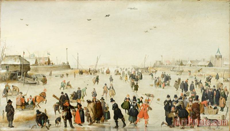 Winter Scene on a Frozen Canal painting - Hendrick Avercamp Winter Scene on a Frozen Canal Art Print