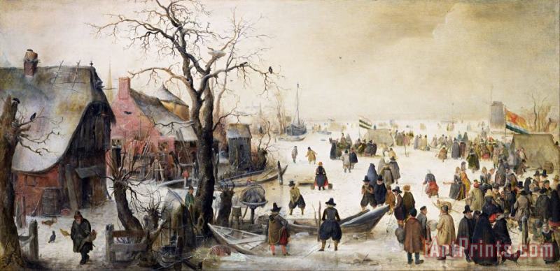 Hendrik Avercamp Winter Scene on a Canal Art Painting