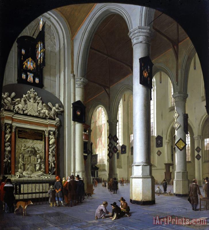 Old Church in Delft with The Tomb of Admiral Tromp painting - Hendrik Van Vliet Old Church in Delft with The Tomb of Admiral Tromp Art Print
