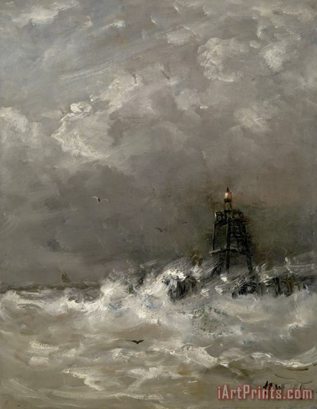 Hendrik Willem Mesdag Lighthouse in Breaking Waves Art Print