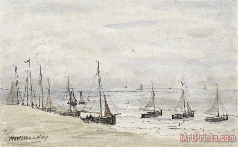 Visserspinken Op Het Strand painting - Hendrik Willem Mesdag Visserspinken Op Het Strand Art Print