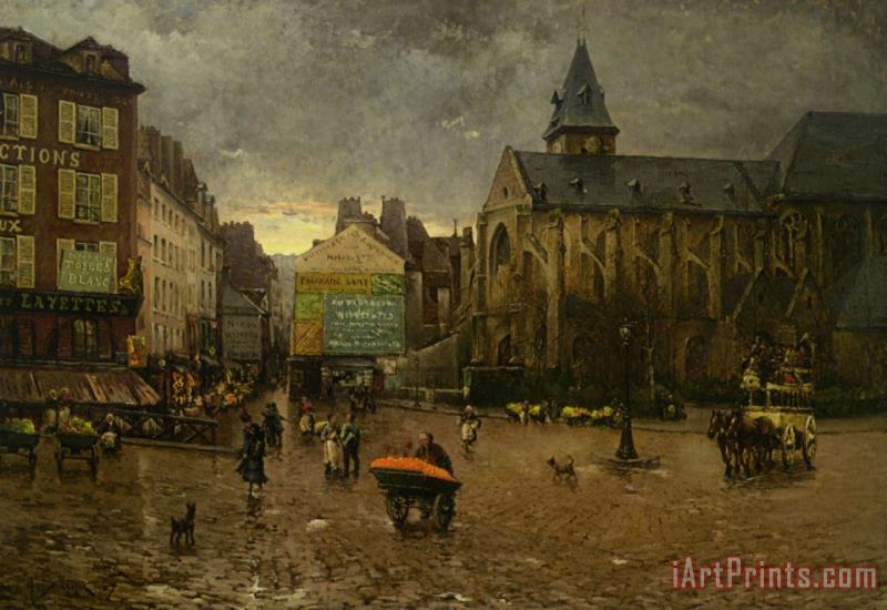 Henri-gaston Darien Early Morning Near L'eglise De St. Medard, Paris Art Painting