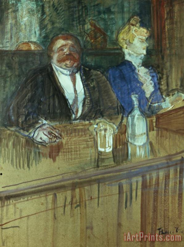 In The Bar: The Fat Proprietor And The Anaemic Cashier painting - Henri de Toulouse-Lautrec In The Bar: The Fat Proprietor And The Anaemic Cashier Art Print