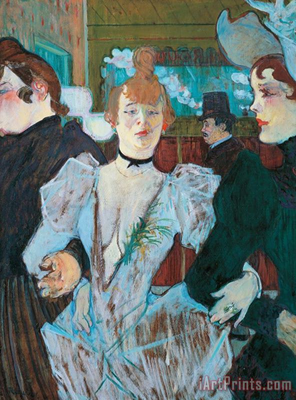La Goulue Arriving At Moulin Rouge With Two Women painting - Henri de Toulouse-Lautrec La Goulue Arriving At Moulin Rouge With Two Women Art Print