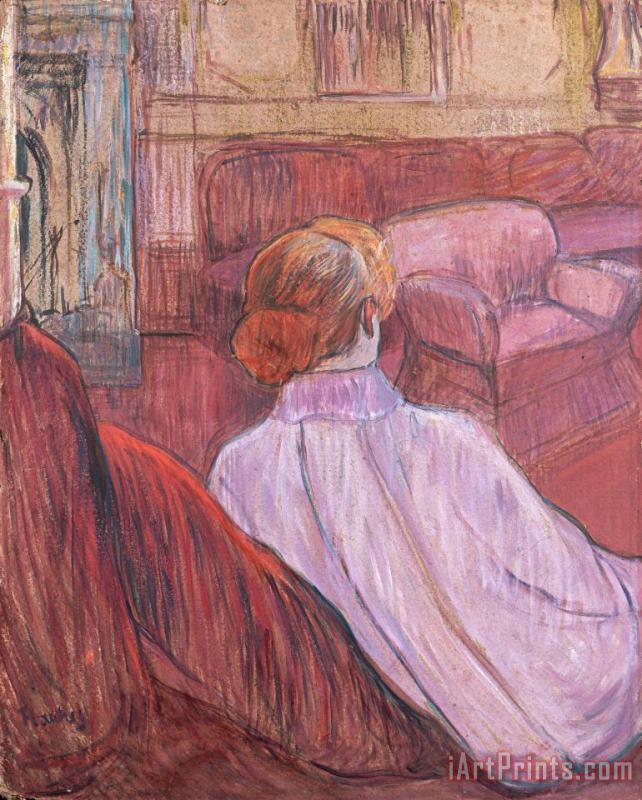 Henri de Toulouse-Lautrec Woman Sat on a Red Settee Art Painting