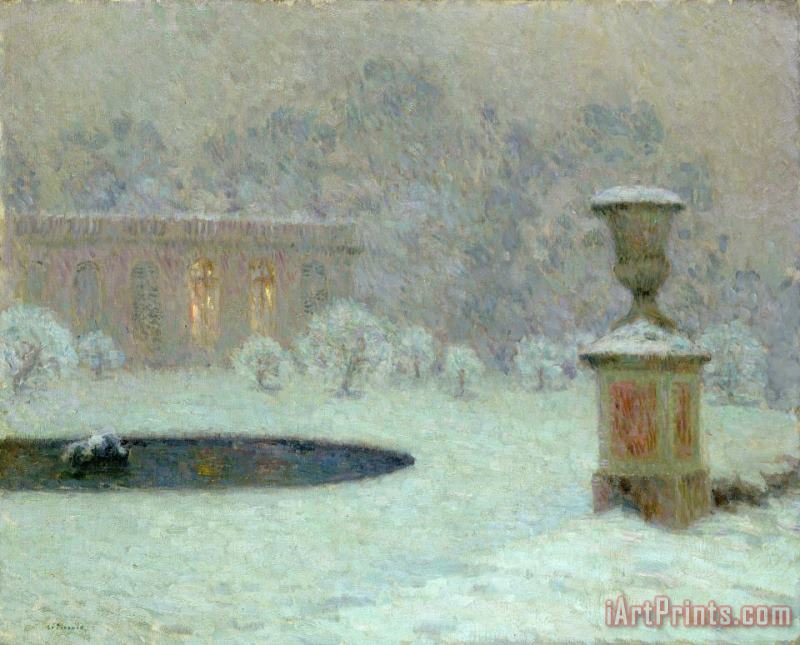 Henri Eugene Augustin Le Sidaner The Trianon Under Snow Art Painting