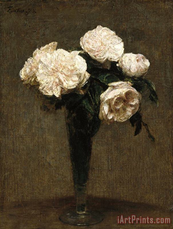 Roses in a Vase painting - Henri Fantin Latour Roses in a Vase Art Print