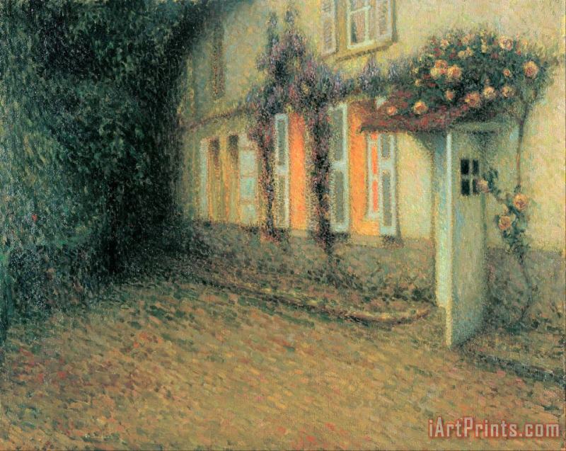 Roses And Wisterias on The House painting - Henri Le Sidaner Roses And Wisterias on The House Art Print