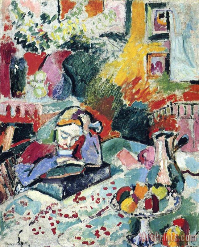 Interior with a Girl Reading 1905 painting - Henri Matisse Interior with a Girl Reading 1905 Art Print