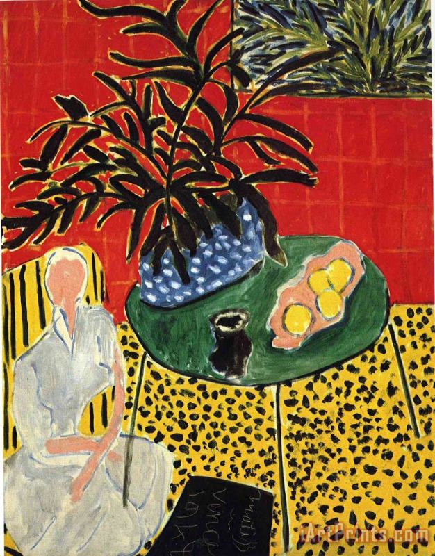 Interior with Black Fern 1948 painting - Henri Matisse Interior with Black Fern 1948 Art Print