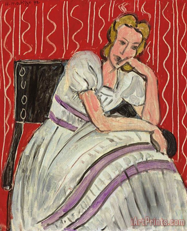 Jeune Femme Assise En Robe Grise painting - Henri Matisse Jeune Femme Assise En Robe Grise Art Print